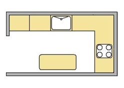 flat image of the Island kicthen layout