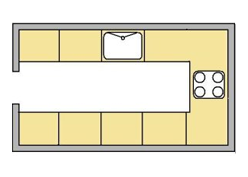 flat image of the U Shape kicthen layout